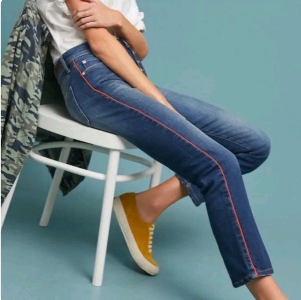 Pilcro and the Letterpress Red Stripe Relaxed Straight Jeans 28